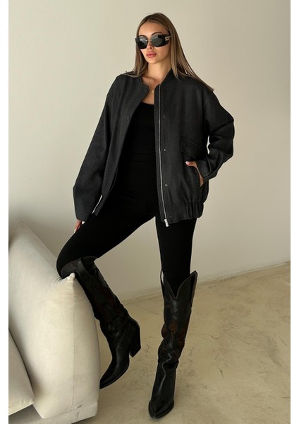Çıt Çıt Detaylı Balıksırtı Bomber Kaşe Ceket Antrasit 8275 fiyatları