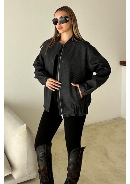 Çıt Çıt Detaylı Balıksırtı Bomber Kaşe Ceket Antrasit 8275 indirimleri