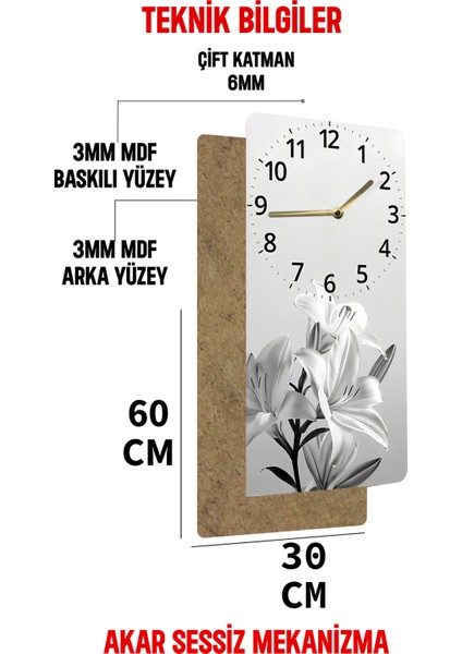 Şık ve Modern Tasarım Mdf Tablo Saat – 30X60 cm Uv Baskı – USD197