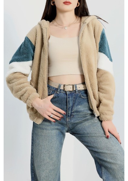 Welsoft Kumaş Kapşonlu Ceket Camelmint