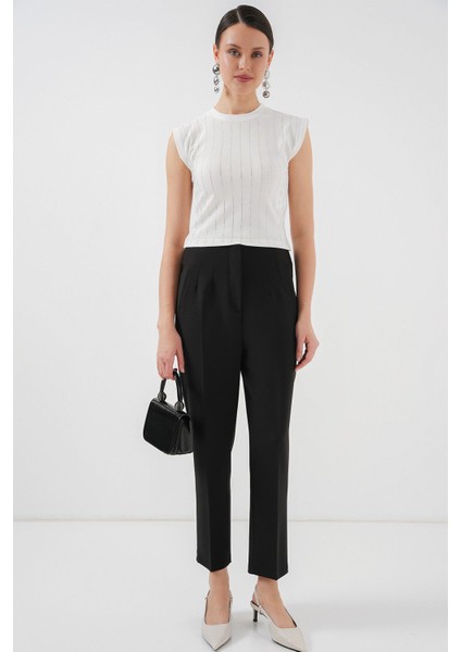 Kadın BDART Yuvarlak Yakalı Slim Fit Ribana Dokulu Bluz White modelleri