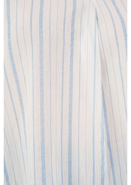 Kadın Bdart Bağlama Detaylı Çizgili V Yaka Bluz Buz Mavisi indirimleri