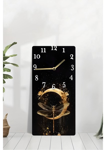 30X60 cm Uv Baskılı Mdf Tablo Saat – Altın Yansımalı Ejderha Böceği Deseni – USD184 modelleri