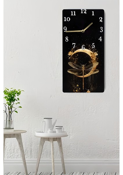 30X60 cm Uv Baskılı Mdf Tablo Saat – Altın Yansımalı Ejderha Böceği Deseni – USD184 indirimleri