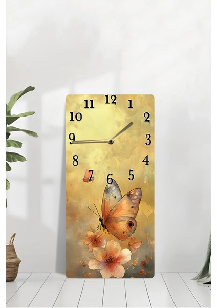 Dekoratif Mdf Tablo Saat – Uv Baskı Kelebek Desenli 30X60 cm – USD203 modelleri