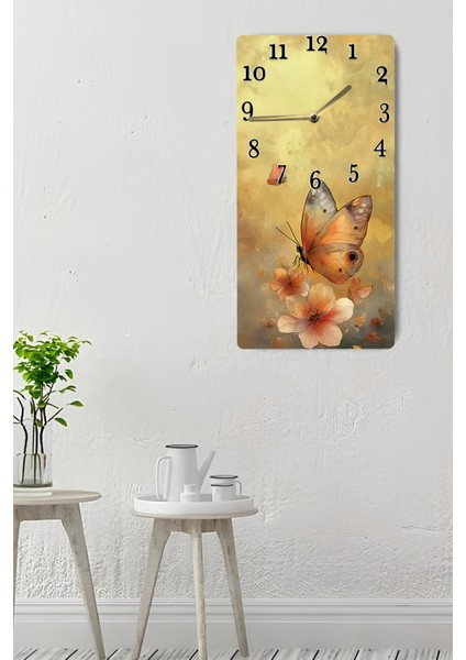 Dekoratif Mdf Tablo Saat – Uv Baskı Kelebek Desenli 30X60 cm – USD203 indirimleri