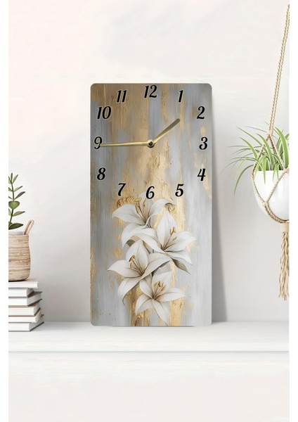 Mdf Tablo Saat – Zarif Çiçek Desenli Uv Baskı 30X60 cm – USD198