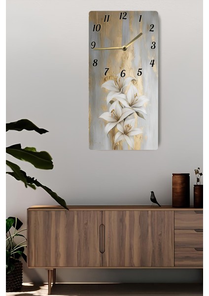 Mdf Tablo Saat – Zarif Çiçek Desenli Uv Baskı 30X60 cm – USD198 fiyatları