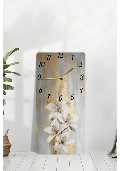 Mdf Tablo Saat – Zarif Çiçek Desenli Uv Baskı 30X60 cm – USD198 modelleri