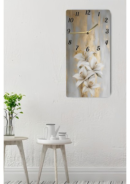 Mdf Tablo Saat – Zarif Çiçek Desenli Uv Baskı 30X60 cm – USD198 indirimleri