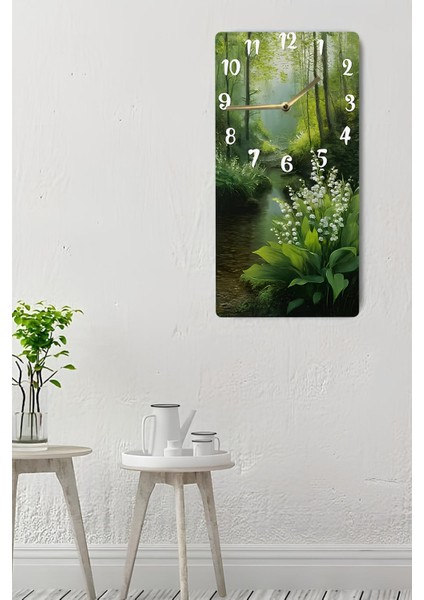 Doğa Manzaralı Orman ve Çiçek Desenli Uv Baskı Mdf Tablo Saat 30X60 cm – USD187 indirimleri