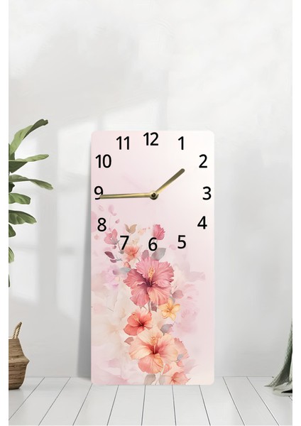 Mdf Tablo Saat – Pembe Çiçekli Zarif Tasarım (30X60 Cm) Uv Baskı – USD205 modelleri