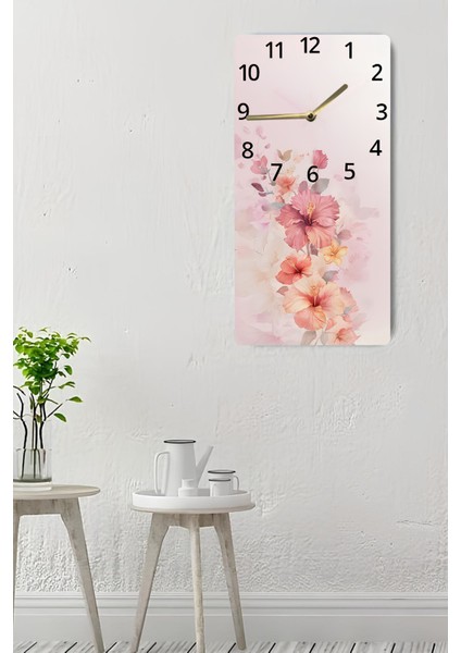 Mdf Tablo Saat – Pembe Çiçekli Zarif Tasarım (30X60 Cm) Uv Baskı – USD205 indirimleri