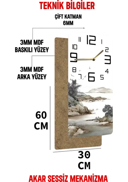 Mdf Tablo Saat – Doğa Manzaralı Uv Baskı Dikdörtgen Duvar Saati (30X60 Cm) – USD199