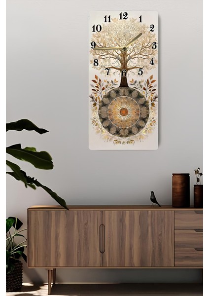Hayat Ağacı ve Mandala Desenli Uv Baskı Mdf Tablo Saat 30X60 cm – USD186 fiyatları