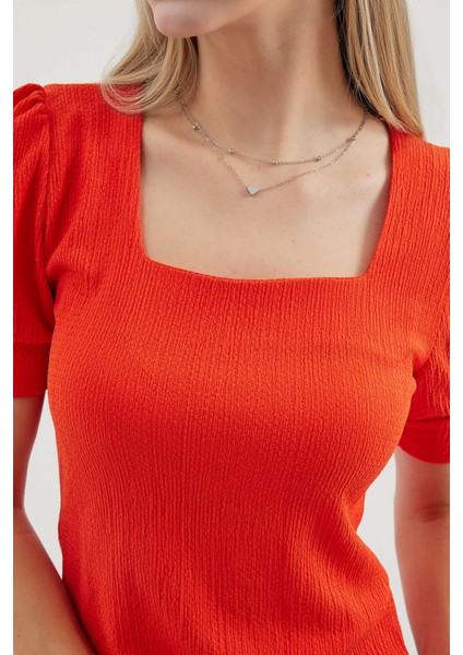 Kadın BDART Slim Fit Kare Yaka Bluz Orange modelleri
