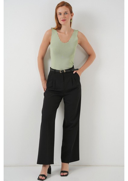 Kadın BDART Slim Fit V Yakalı Esnek Bluz Green fiyatları