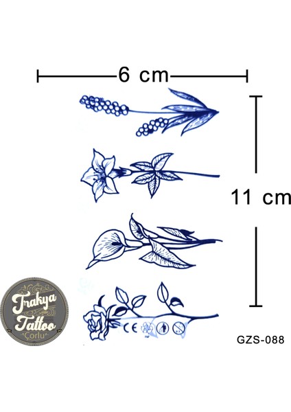 Yarı Kalıcı Dövme Geçici Çiçek Dövmesi GZS-088