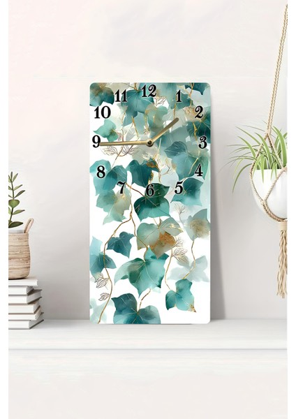 Yeşil Yaprak Desenli Mdf Tablo Saat – Uv Baskı – 30X60 cm – USD209