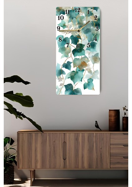 Yeşil Yaprak Desenli Mdf Tablo Saat – Uv Baskı – 30X60 cm – USD209 fiyatları
