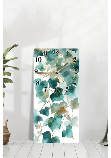 Yeşil Yaprak Desenli Mdf Tablo Saat – Uv Baskı – 30X60 cm – USD209 modelleri