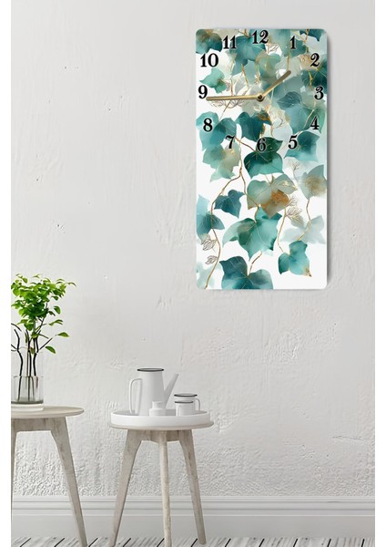 Yeşil Yaprak Desenli Mdf Tablo Saat – Uv Baskı – 30X60 cm – USD209 indirimleri