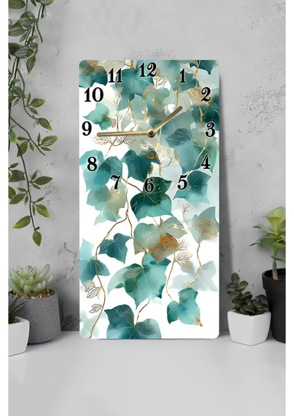 Yeşil Yaprak Desenli Mdf Tablo Saat – Uv Baskı – 30X60 cm – USD209