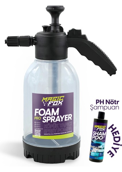Foam Pro Köpük Yapıcı Basınçlı Pompa Sprey 2 Litre Ph Nötr Şampuan Hediyeli