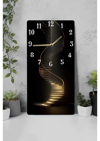 Dekoratif Mdf Tablo Saat – Spiral Merdiven Desenli (30X60 Cm) Uv Baskı – USD207