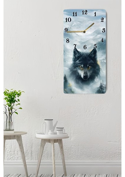 Kurt Figürlü Dağ Manzaralı Uv Baskı Mdf Tablo Saat 30X60 cm – USD189 indirimleri