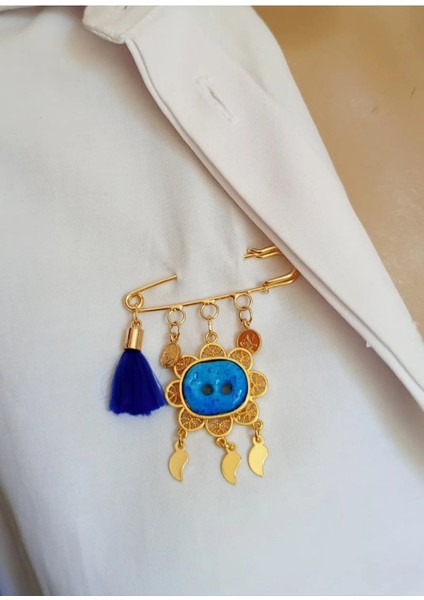 Süryani Nazar Taşı Telkari Detaylı Yaka Iğnesi Broş – El Yapımı fiyatları