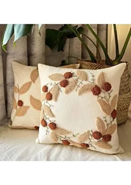 Punch Kırlent Bohem Desenli Pamuk Kare Kırlent 1 Adet Renkli Dekoratif Yastık