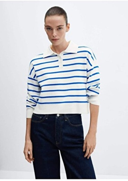 Çizgili Polo Yaka Kazak