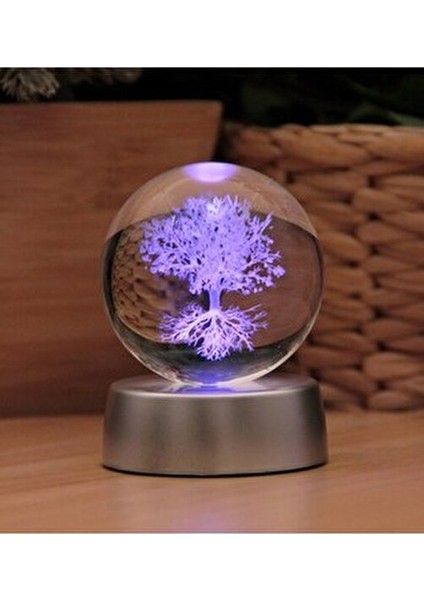 Hayat Ağacı Rengarenk Işıklı 3 Boyutlu Kristal Cam Küre Modern Dekoratif Tasarım modelleri