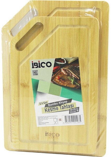 2pcs Setkırık Kenarlı - Oval Delikli Ahşap Bambu Kesim Panosu - Kesme Tahtası 18X28X1CM--22X32X1CM (4989)