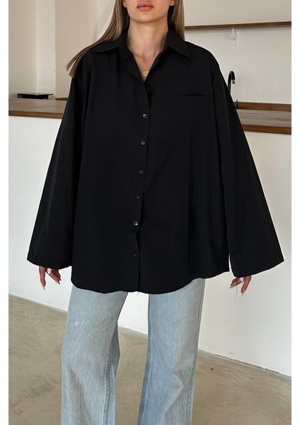 Ispanyol Kol Salaş Pamuklu Gömlek Siyah 9365 fiyatları