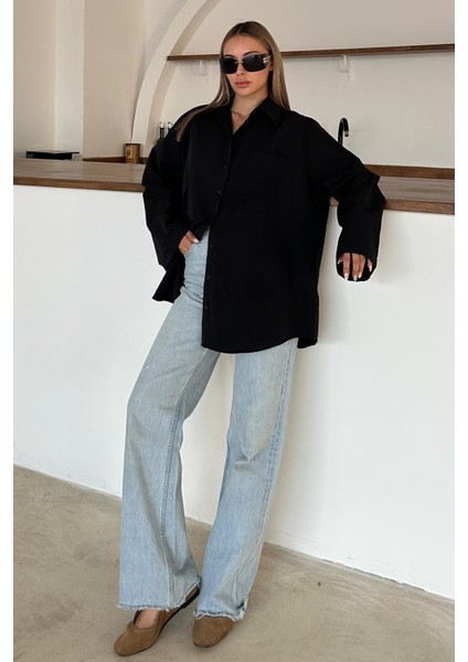 Ispanyol Kol Salaş Pamuklu Gömlek Siyah 9365 modelleri