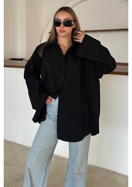 Ispanyol Kol Salaş Pamuklu Gömlek Siyah 9365 fırsatları