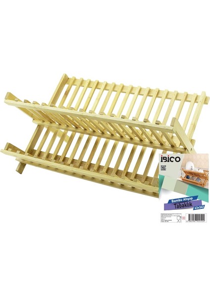 Ahşap Bambu Bulaşık - Tabaklık Tezgah Üstü 43X43CM (4989)