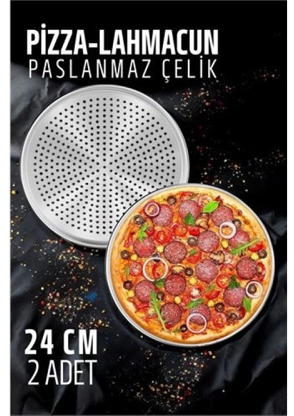 Lahmacun Pizza Pide Pişirme Tepsisi 24 CM 2 li SET