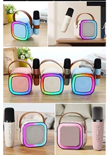 Taşınabilir Bluetooth Hoparlör Kablosuz Karaoke Yılbaşı Müzik Eğlence Bluetooth Hoparlör Mikrafonlu
