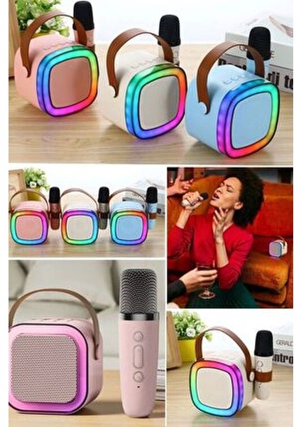 Taşınabilir Bluetooth Hoparlör Kablosuz Karaoke Yılbaşı Müzik Eğlence Bluetooth Hoparlör Mikrafonlu fırsatları