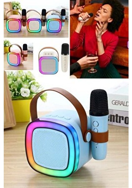 Taşınabilir Bluetooth Hoparlör Kablosuz Karaoke Yılbaşı Müzik Eğlence Bluetooth Hoparlör Mikrafonlu indirimleri