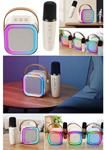 Taşınabilir Bluetooth Hoparlör Kablosuz Karaoke Yılbaşı Müzik Eğlence Bluetooth Hoparlör Mikrafonlu