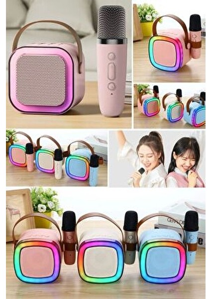 Taşınabilir Bluetooth Hoparlör Kablosuz Karaoke Yılbaşı Müzik Eğlence Bluetooth Hoparlör Mikrafonlu