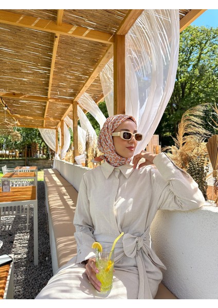 Papatya Desenli Eşarp Somon