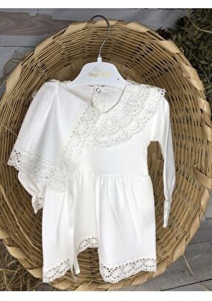 Organik Tasarım Ekru %100 Pamuk Elbise Uzun Kol Bebe Yaka Kadınlar İçin Şık Stil fiyatları