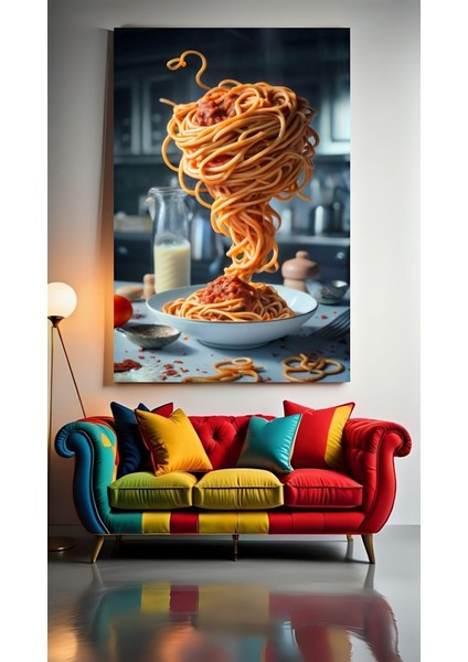 Soslu Spagetti Ev Duvar Salon Güzellik Salonu Ofis Dükkan Dekarasyon Kanvas Tablo