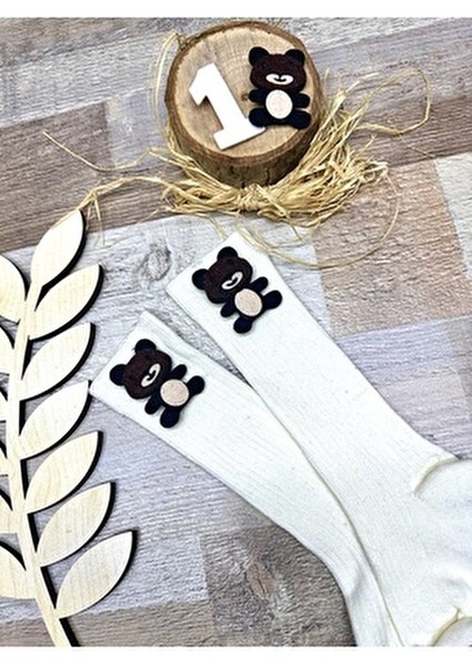 Ayıcık Figürlü Diz Altı Bebek Çorap ve Ayicik -1 Yaş Figür Seti modelleri