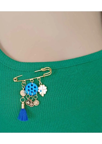 Şans Kalp Yonca Doğal Taş Süryani Nazar Taşı Yaka Iğnesi Broş modelleri